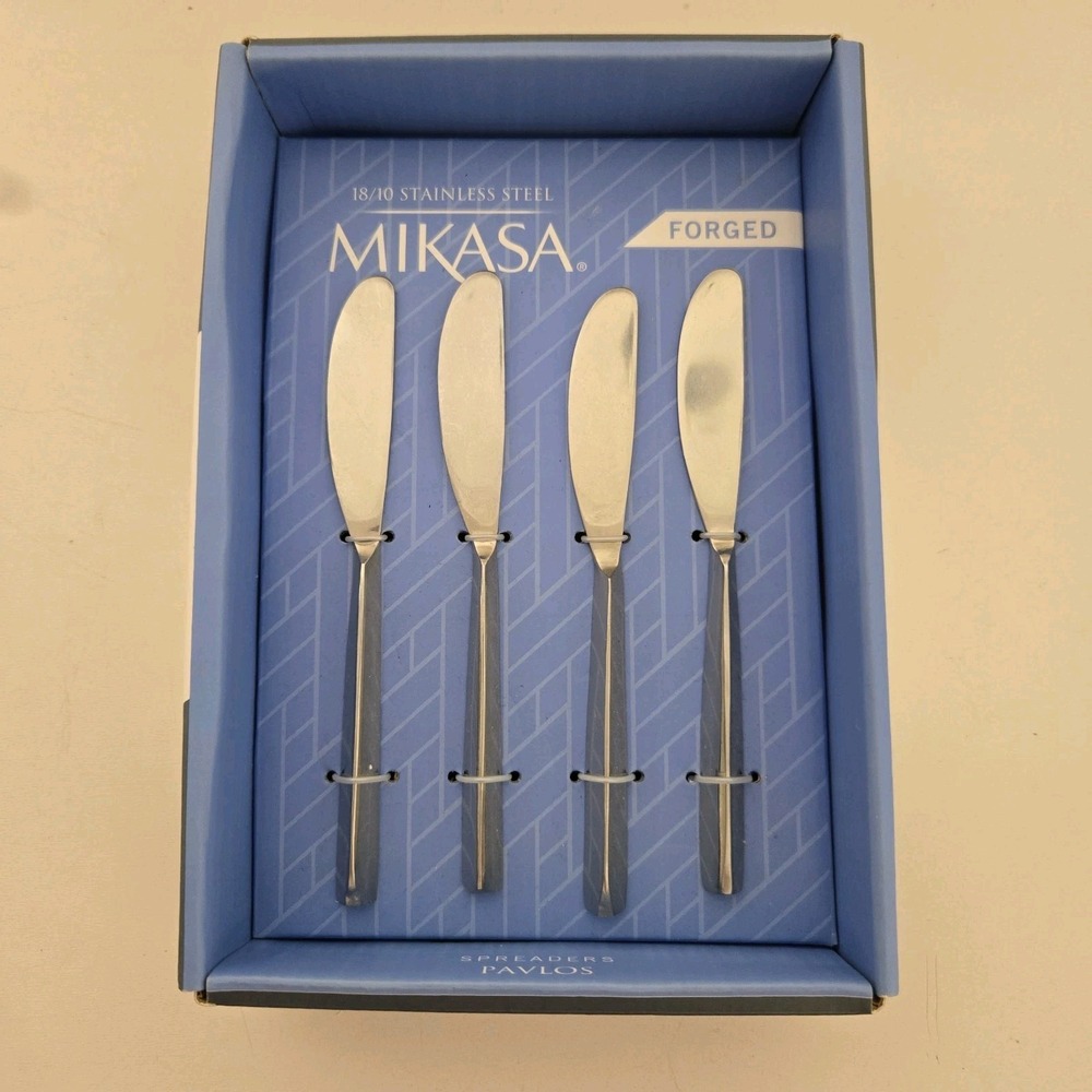Mikasa Pavlos Spreaders Set of 4 Stainless Steel New With Tags NEW Polished